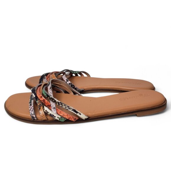 Madewell Tracie Flat Sandals Women's Multi Color Snakeskin Slip On Festival 8.5 - Picture 4 of 10